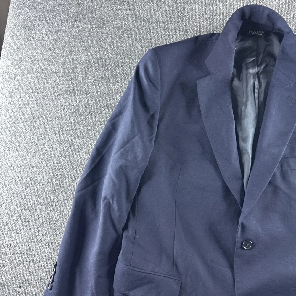 Jos A Bank Gordon Blazer Sport Coat Jacket 100% Wool Navy Blue 44R 2 Button